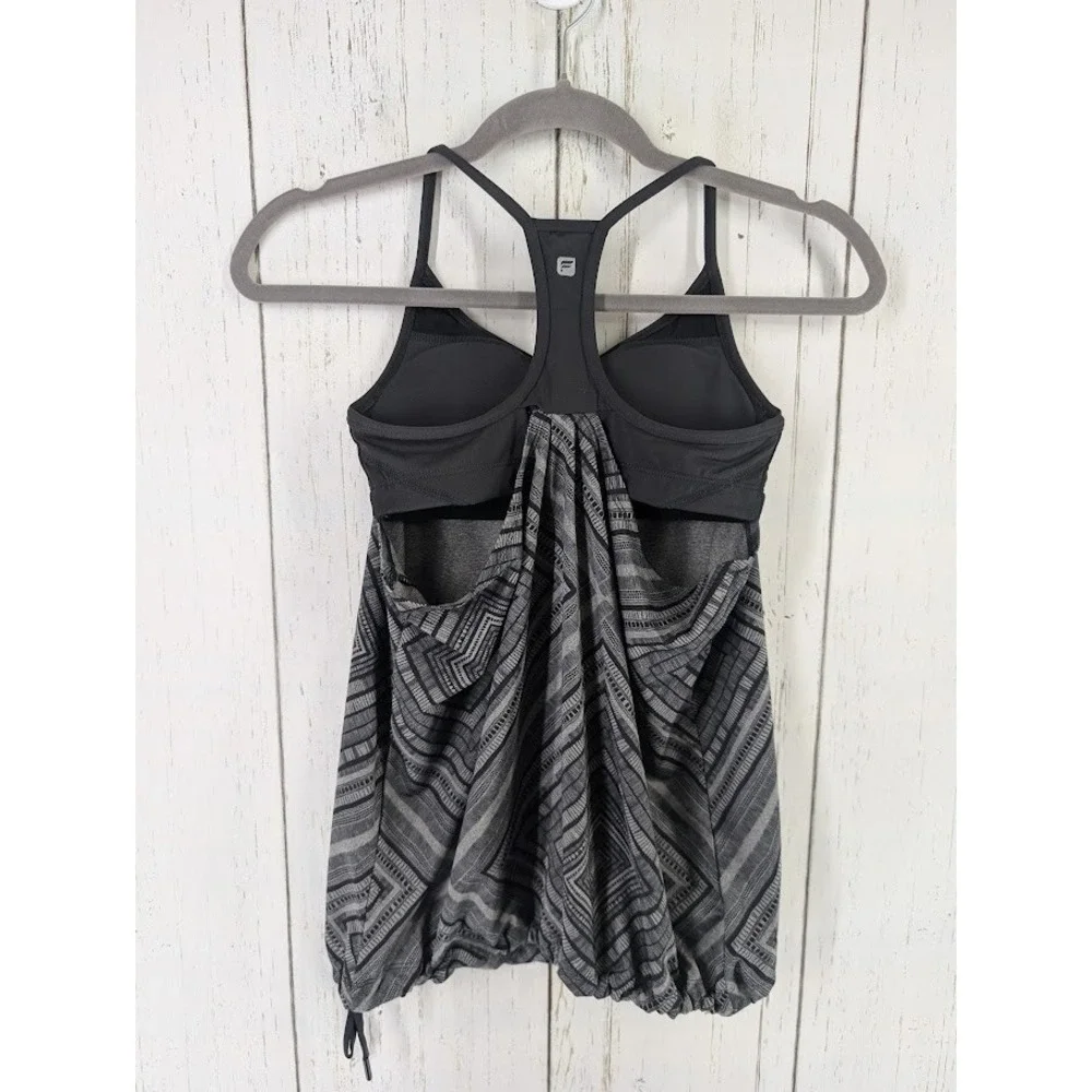Fabletics Size Medium Gray Black‎ Norwalk Taos Print Active Tank Top - Picture 5 of 6